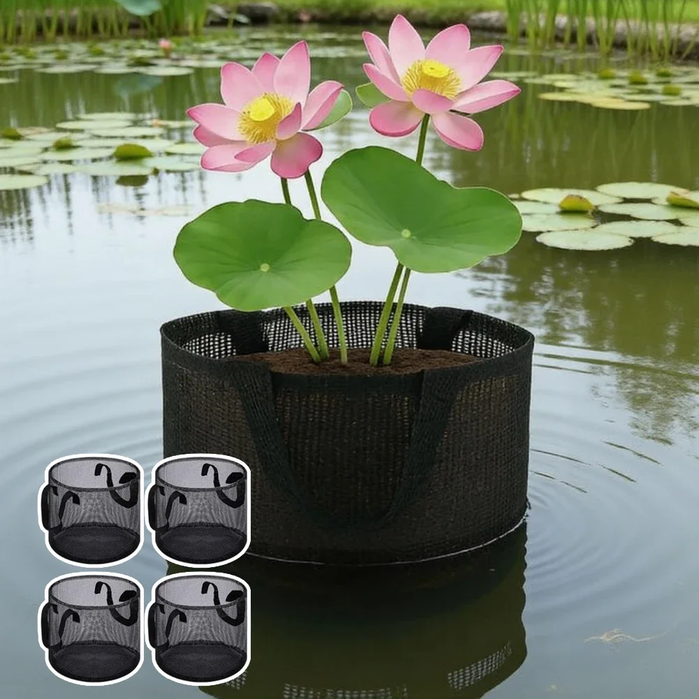 4pcs 4 Pcs Mesh Aquatic Plant Planting Baskets/pond Planting Bags with Pond Handles Baskets Mesh Water Garden