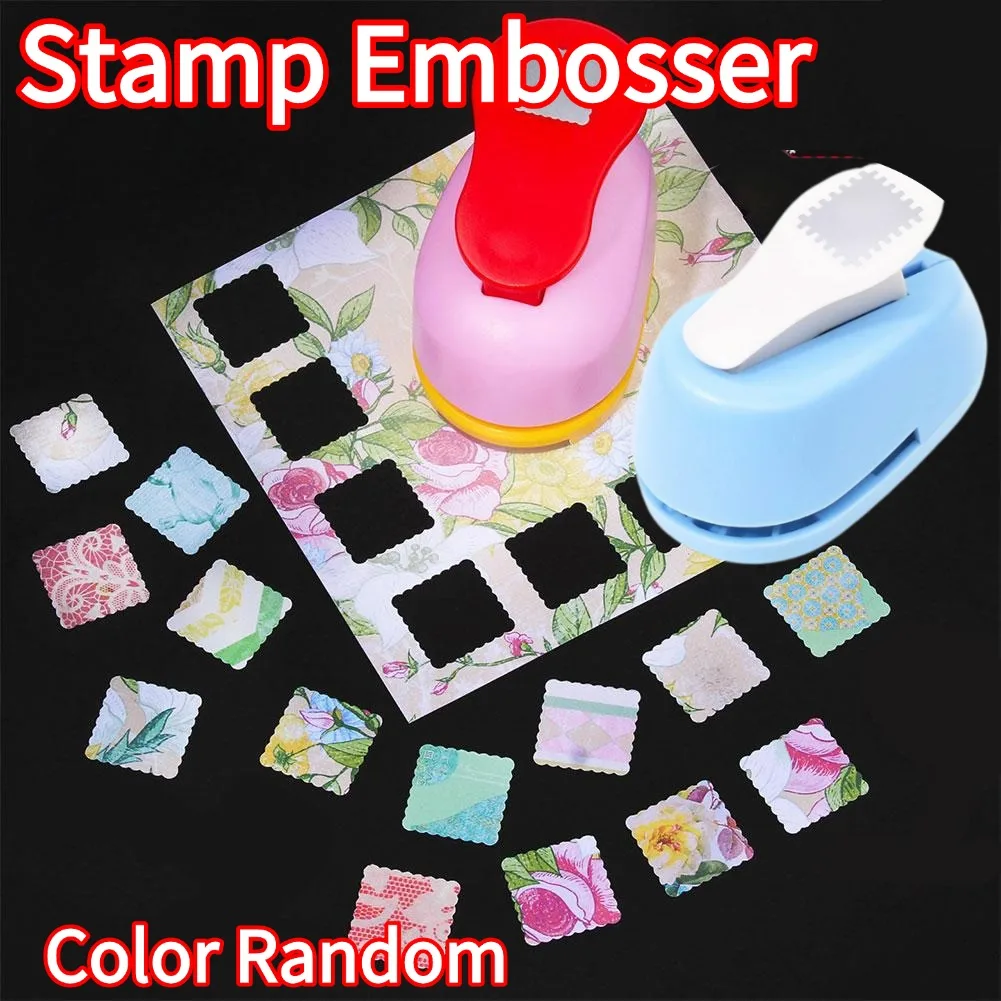 Color Random/ Square & Round Stamp Hole Punch Toothed Puncher Embosser Various Shape Punch Embossing Machine For Home School
