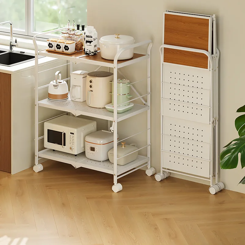 

Installation-free kitchen rack Floor-to-ceiling multi-layer microwave oven pot storage rack Folding and moving