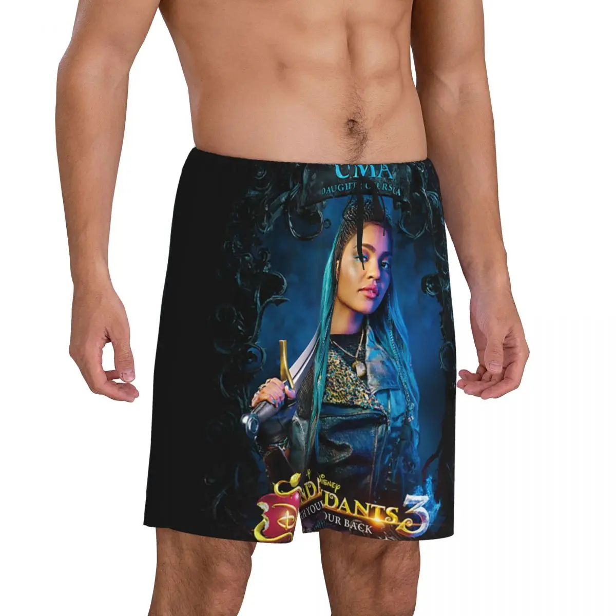 Custom Descendants Uma Watch Your Back Pajama Shorts for Men Sleepwear Lounge Bottom Stretch Sleep Short Pjs with Pockets