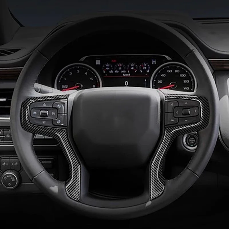 Carbon Fiber Pattern Interior Trim Kit for Chevrolet Suburban 23 Modified Inner Pull Hand Box Steering Wheel Trim