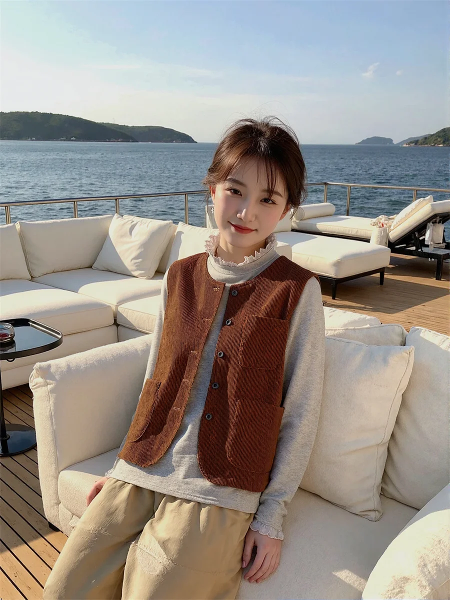 

Женские жилеты большого размера, коричневые, свободные, осенние, толстые, теплые, с вышивкой, без рукавов, в богемном этническом стиле, женские лоскутные