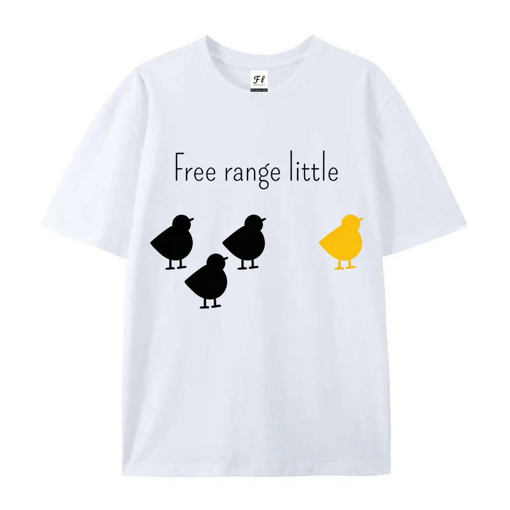 Women T Shirt Free Range Little Chicks Graphic Print Short Sleeve Crewneck Casual Loose Cotton Summer Cute Tees Tops