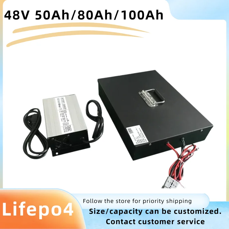 

EB Nuevo Paquete de batería LiFePO4 48 В, 50 Ач, 100 Ач, 200 Ач, встроенный Bluetooth, BMS, fosfato de hierro и litio для carr
