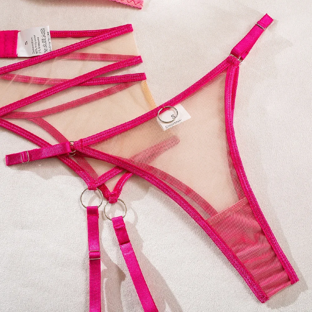 BH + slipje + kousenband + dijomtrek, full lace intimi, doorschijnende lingeriesets voor dames sexy ultradun ondergoed