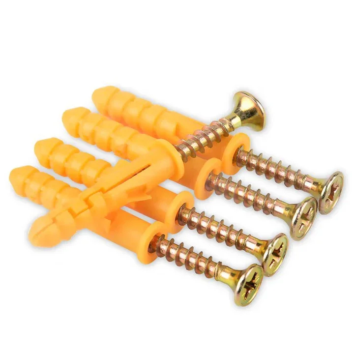 Plastic Tube Expansion Wall Anchors Plug Screw Set Fastener Cross Head Self-Tapping Screw Bolt Kit Brick Concrete Drywall Anchor