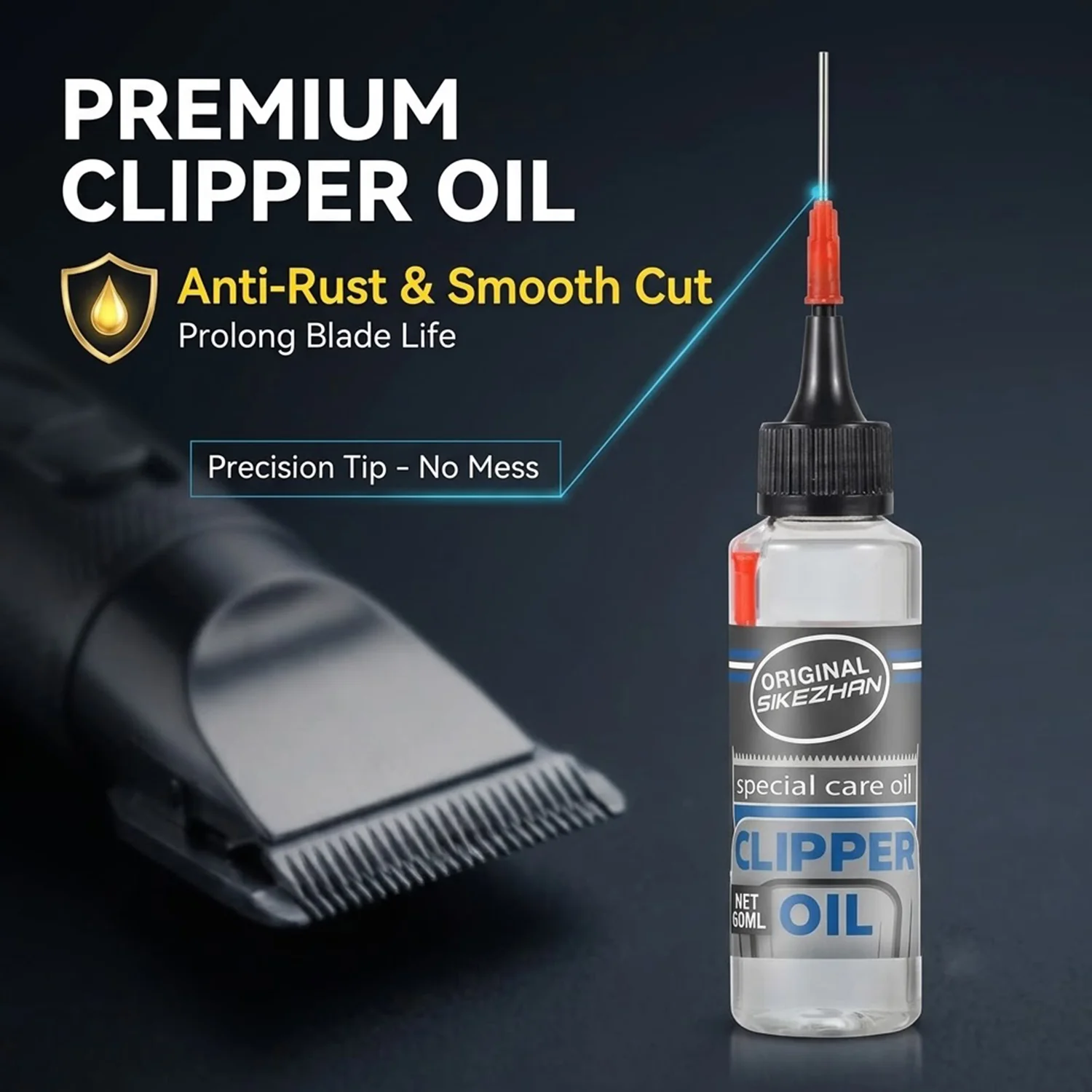 SIKEZHAN Professional Clipper Oil Hair Trimmer Shaver Blade Lubricant Prevents Rust Extends Blade Life w/ Precision Needle Tip