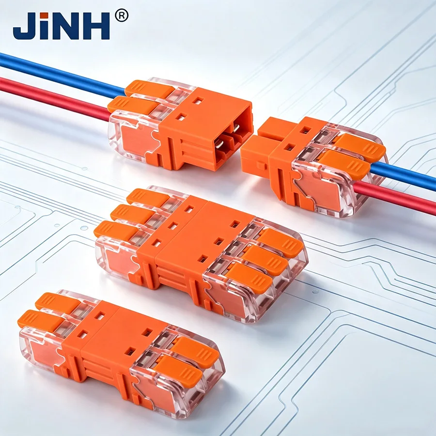 JINH 18Pcs in Box Lever-Type 2/3/4 Way Pluggable Wire Splice Kit CMK642/3/4 — Compact Push-in Male/Female Connector