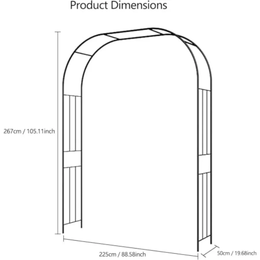 Heavy Duty Steel Garden Arch Arbor Trellis - Weather-Resistant Black Archway for Climbing Plants, Wedding Ceremony, Party Outdo