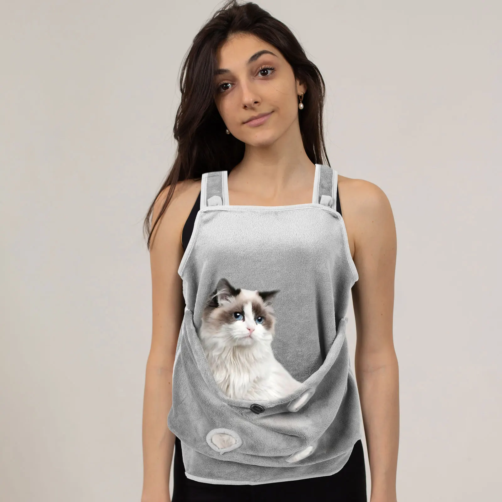 

Cat Petting Apron Holding Cats Pouch Carrier Soft Bags Carrying Sleeping Clothing Nonstick Elastic Pocket Durabl