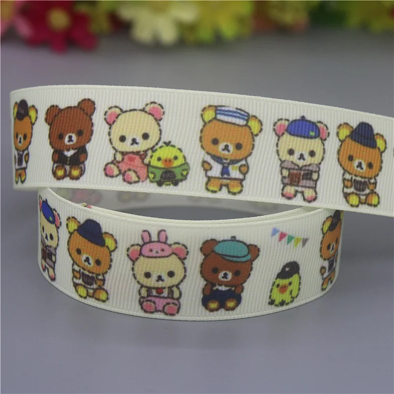 DHK 50 ياردة اليابان الكرتون الدب الفاكهة الكلب الفاكهة المطبوعة Grosgrain الشريط اكسسوارات الديكور طوق DIY بها بنفسك الخياطة الحرفية S2563