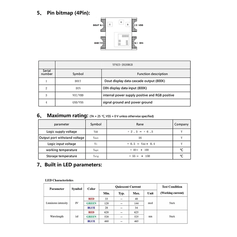 2020 LED 칩 미니 화이트 PCB, 디지털 RGB 풀 컬러 LED 칩, LED 스트립 스크린용 DC5V, WS2812, 4 핀, 200 개