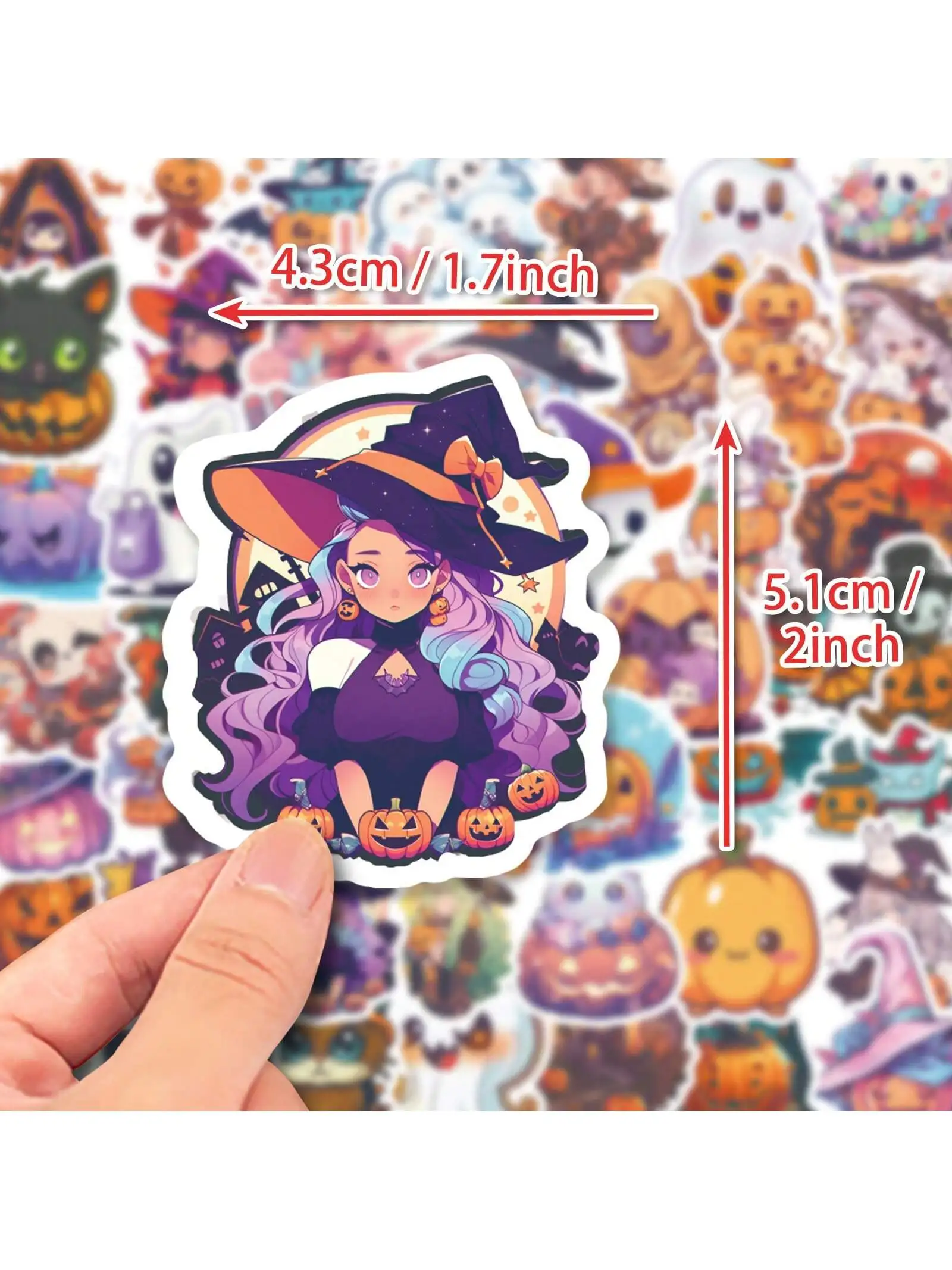 50 Stück Halloween-lustige Anime-Aufkleber für Kinder – Kürbis Midnight Castle Rave Party-Aufkleber, DIY, Laptop, Scrapbook, Auto