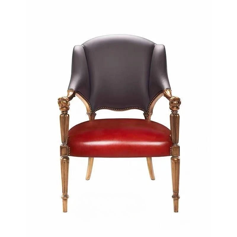 French carved single sofa chair American solid wood armchair office chair