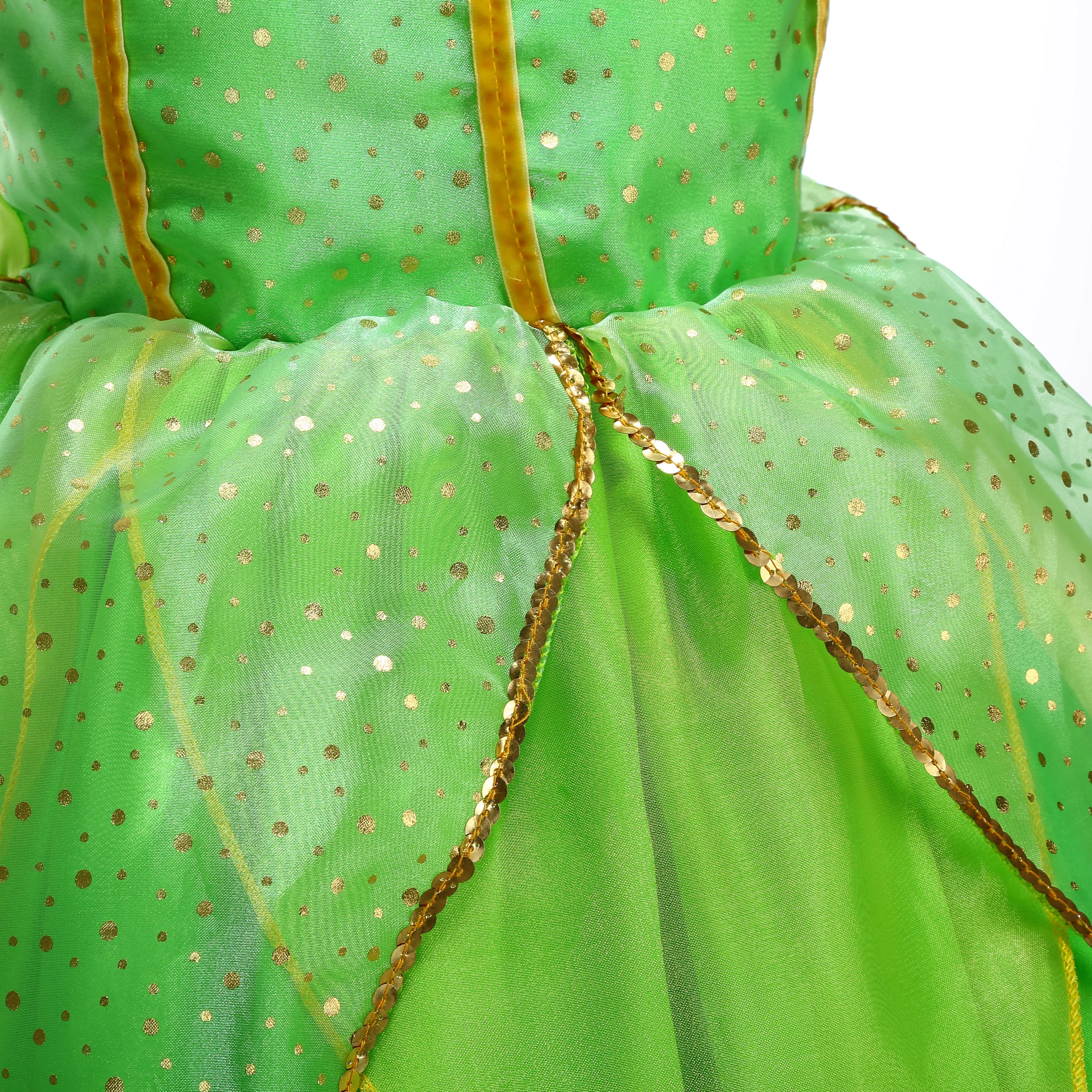 Kinder-Waldelfen-Cosplay-Kleid, glitzernder Blattrock mit Blumenornament für Feiertagsaufführungen, Themenparty, Verkleidung – Detail 9