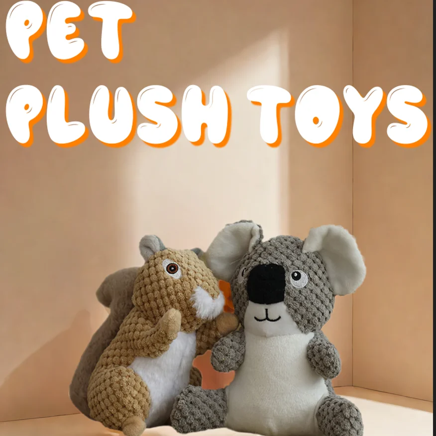 Juguetes para perros, juguete de peluche con sonido para mascotas, juguete resistente a mordeduras de animales de dibujos animados de koala y ardilla, juguete compañero para perros pequeños y grandes