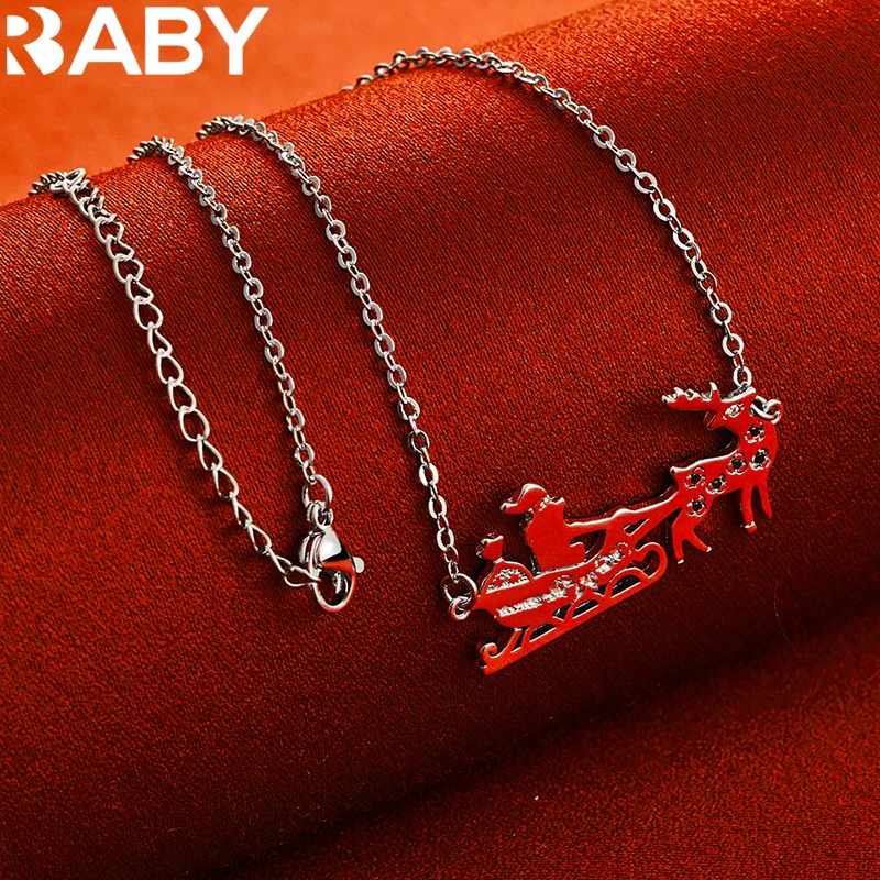 URBABY 925 فضة الأيائل زلاجات قلادة قلادة للنساء الرجال موضة الزفاف حفلة خطوبة مجوهرات مع سلسلة 18 بوصة #4