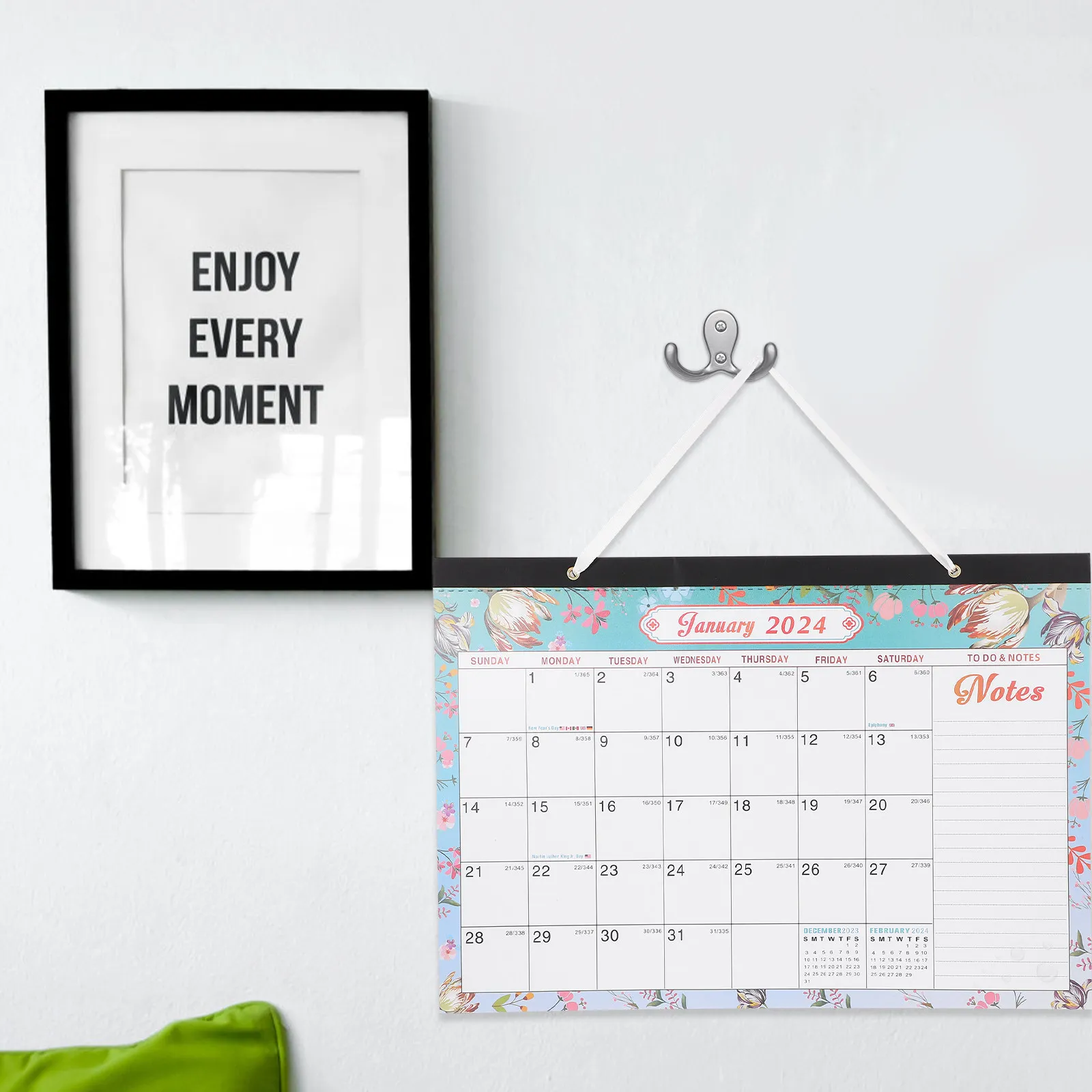 

2024-2025 Monthly Wall Calendar Heavy Duty Hanging Hole Design Exquisite Artistic Style for Workspace Home Organization Daily