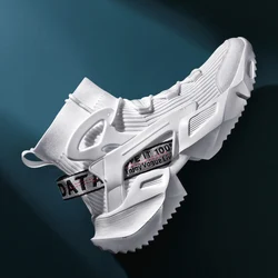 Adam Sneakers nefes kalın taban yumuşak moda erkek yüksekliği artan rahat uçan dokuma ayakkabı sönümleme açık koşu ayakkabıları