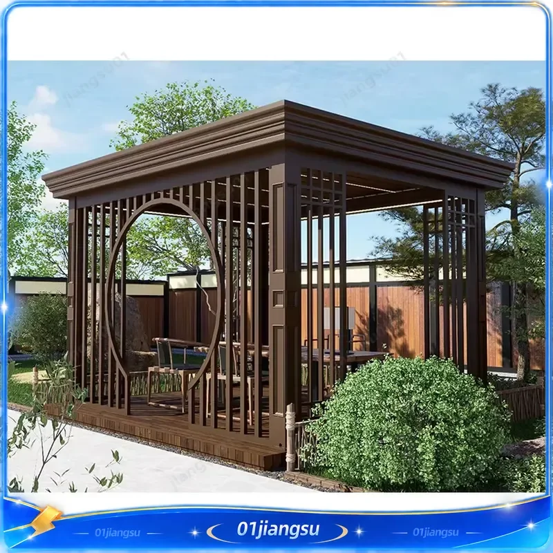 Customizable Modern Electric Aluminum Foldable Pergola Louvered Roof Blade Awning System PVC Wood Frame Arch Gazebo Outdoor