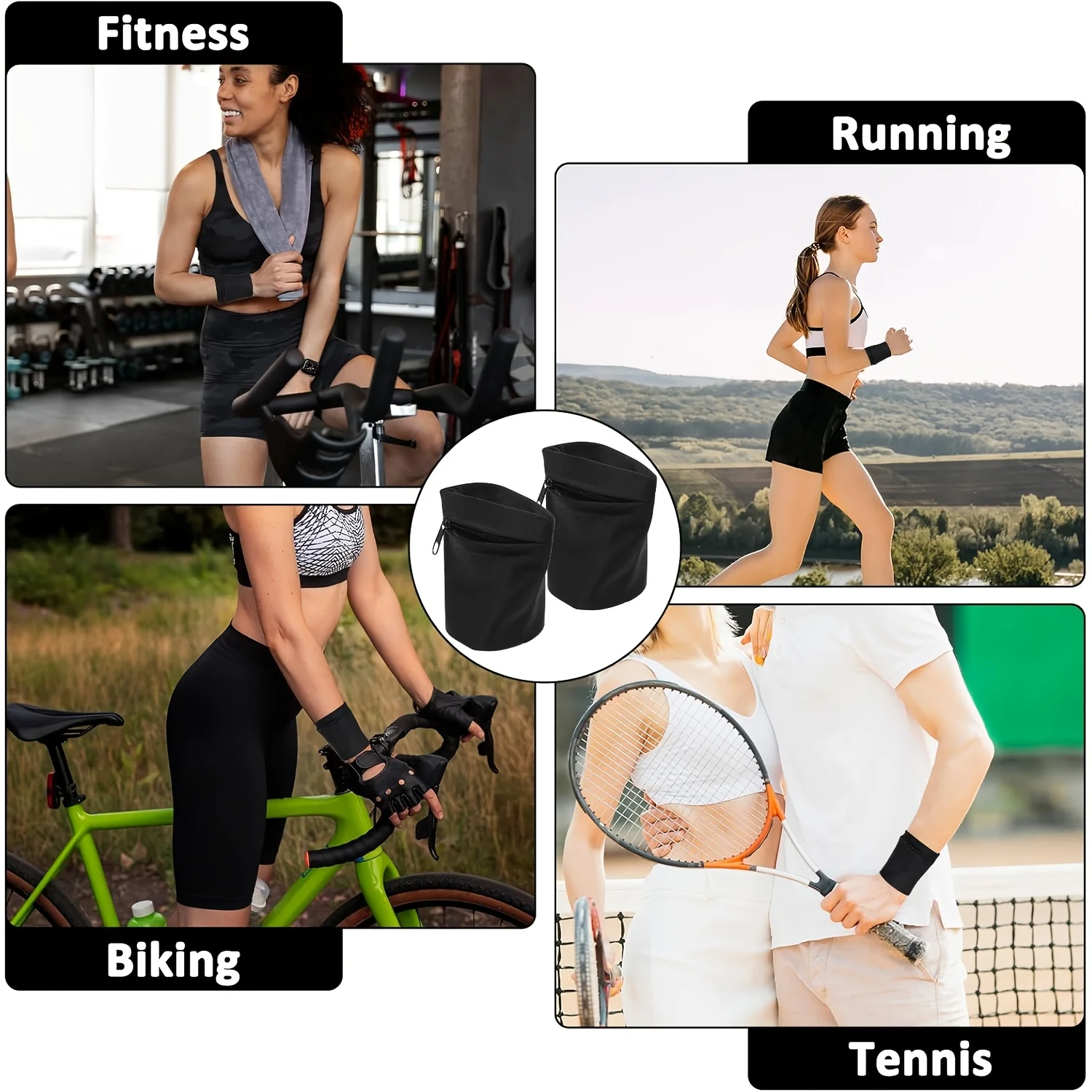 1 PCS Zipper Wrist Wallet with Strap Secure Key Card Holder Unisex for Running Sports Jogging Hiking
