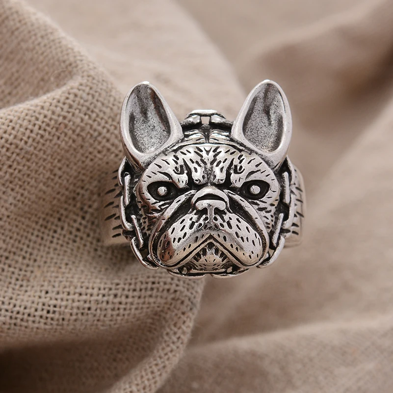 Sweet Lovely Bulldog Animal Design Retro Thai Silver Unisex Ring Promotion Jewelry For Women Man Cheap Gifts No Fade