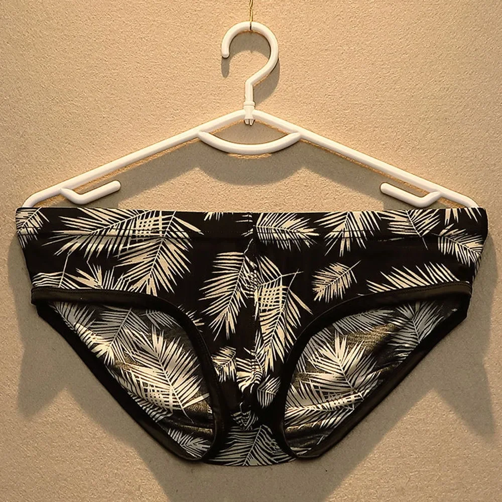 Celana Dalam Bikini Pria Celana Dalam Daun Bunga Emi-Transparan Bersirkulasi U Kantong Cembung Celana Dalam Lingerie Calzoncillos Hombre