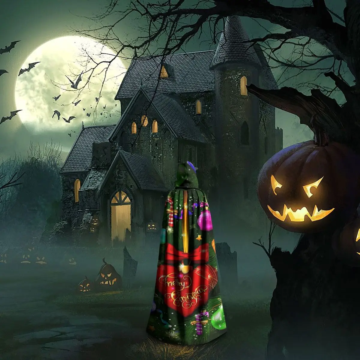 يوم عيد الميلاد عيد الميلاد عباءة طويلة مقنعين الساحرة القرون الوسطى زي تأثيري كيب هالوين معطف الكبار للجنسين