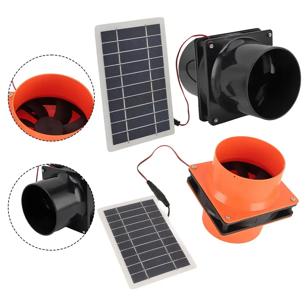 Ventilateur d'extraction à énergie solaire 10W 12V, pour tuyau rond, panneau solaire ABS, Kit de ventilateur de Ventilation pour maison d'animaux, poulailler, serre RV