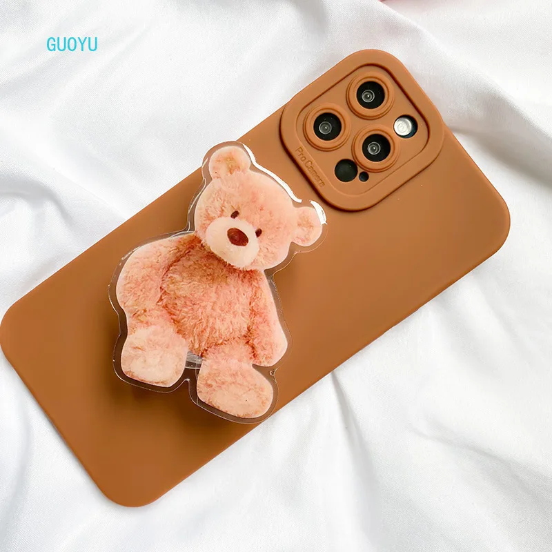 モバイルエアバッグホルダー、かわいい漫画のクマ、デスクトップレイジーサポートフレーム、女性の自撮り、インターネットセレブ、ポータブルリングバックル