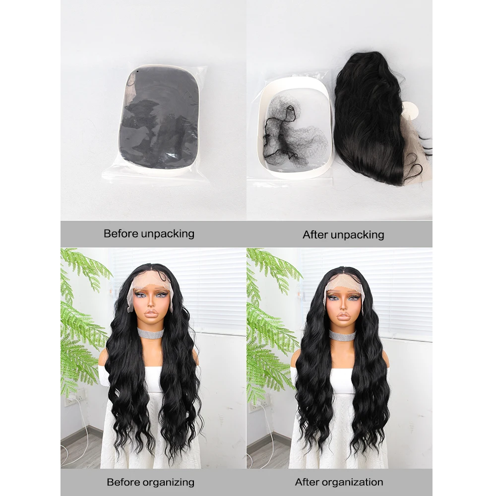 HZ الاصطناعية الدانتيل الجبهة الباروكات النساء شعري الطبيعي الاصطناعية الشعر الدانتيل شعر مستعار طويل قبل قطعها شعر الطفل تأثيري