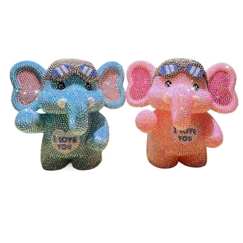 DIY Diamond Elephants Coin Deposit Jar Rhinestone Cross Stitch Coin Storage Mosaic Statue Handmade Crystal Kids Piggy Bank Gift