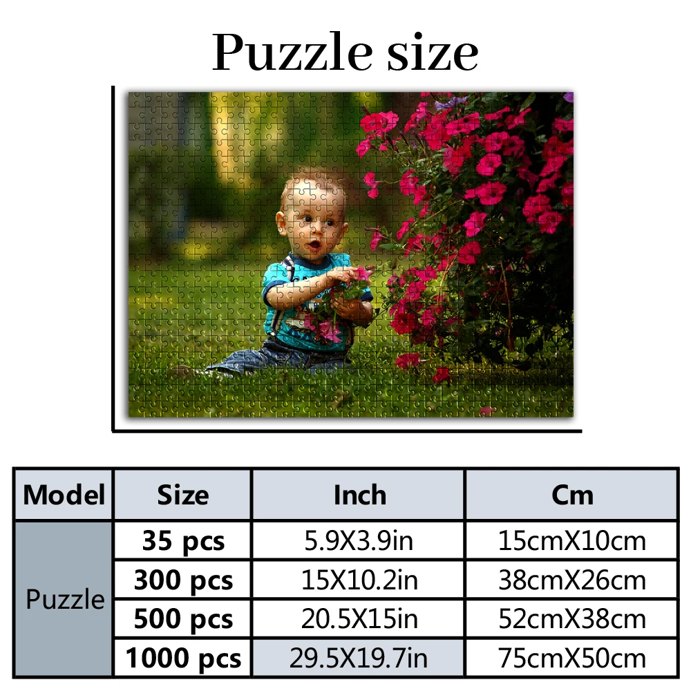 35/300/500/1000pcs Personalized Custom Photo Puzzle portrait Customize Multiple Sizes Available