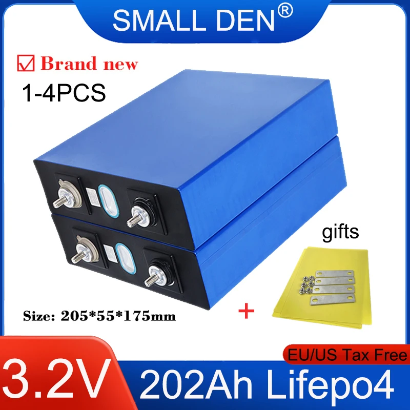 1-4pcs New 3.2V 200Ah 202Ah Lifepo4 battery 3C High Power DIY 4S 12V 24V E-car RV Solar Storage system Rechargeable battery Pack