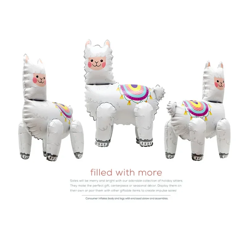 4D Standing Jungle Animal Balloons Lion Alpaca Giraffe Panda Leopard Cow Zebra Balloon Birthday Party Photography Props Baloon