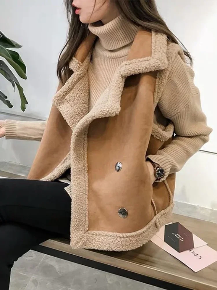 Mujer 2025 Otoño Invierno nuevo chaleco prendas de vestir exteriores holgadas Top Popular sin mangas chaqueta de Color sólido chaleco de cuero femenino abrigo