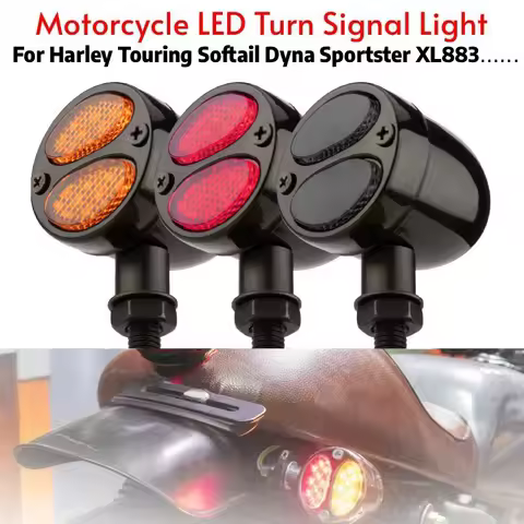 Motorcycle Turn Signal LED Turn Signal Blinker Amber Indicator Light 12V 10mm For Harley Touring Softail Dyna Sportster XL883