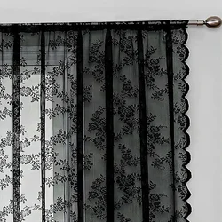 N3040Lace curtain gauze curtain bedroom living room blackout Korean window screen pastoral black lace German curtain