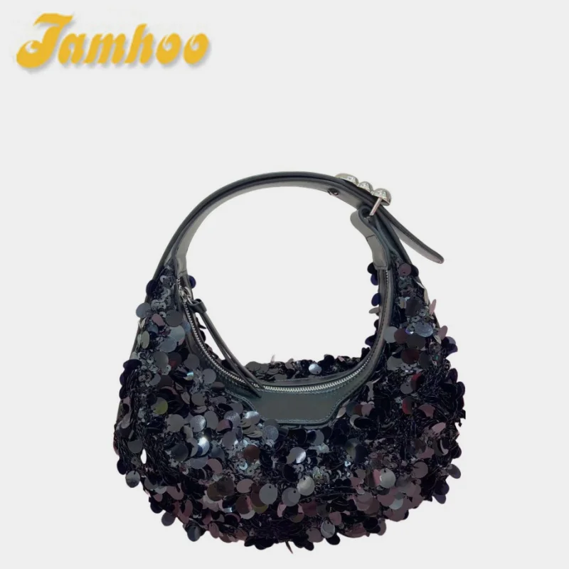 Jamhoo Luxury Shoulder Bags For Women Armpit Handbag New Sequin Collection Hobo Bag Black Sequin Evening Bag Ladies Purse Bolsa