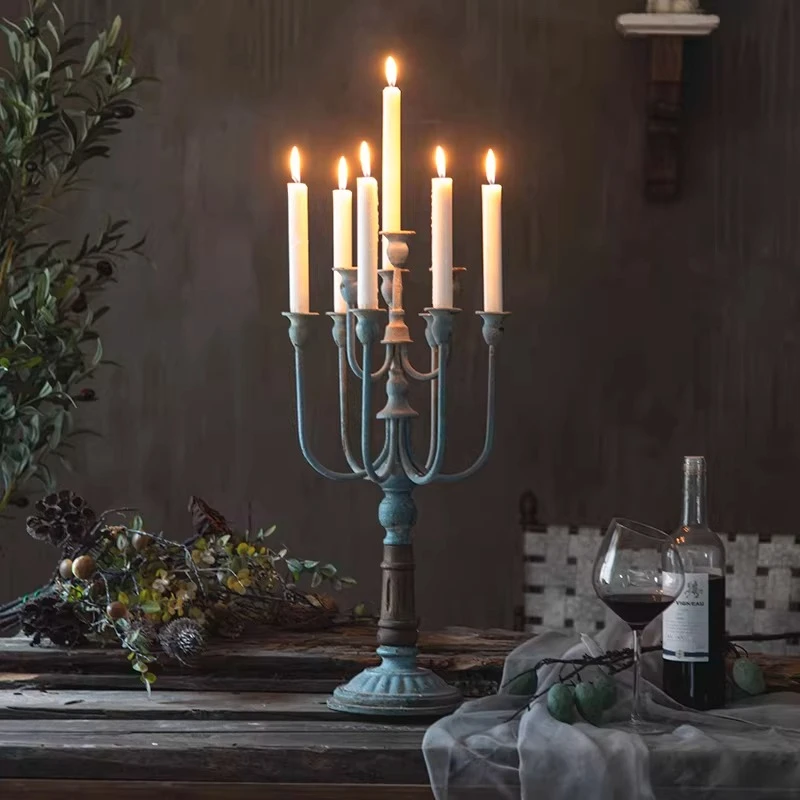 

American country table, romantic candlelight wrought iron candlestick