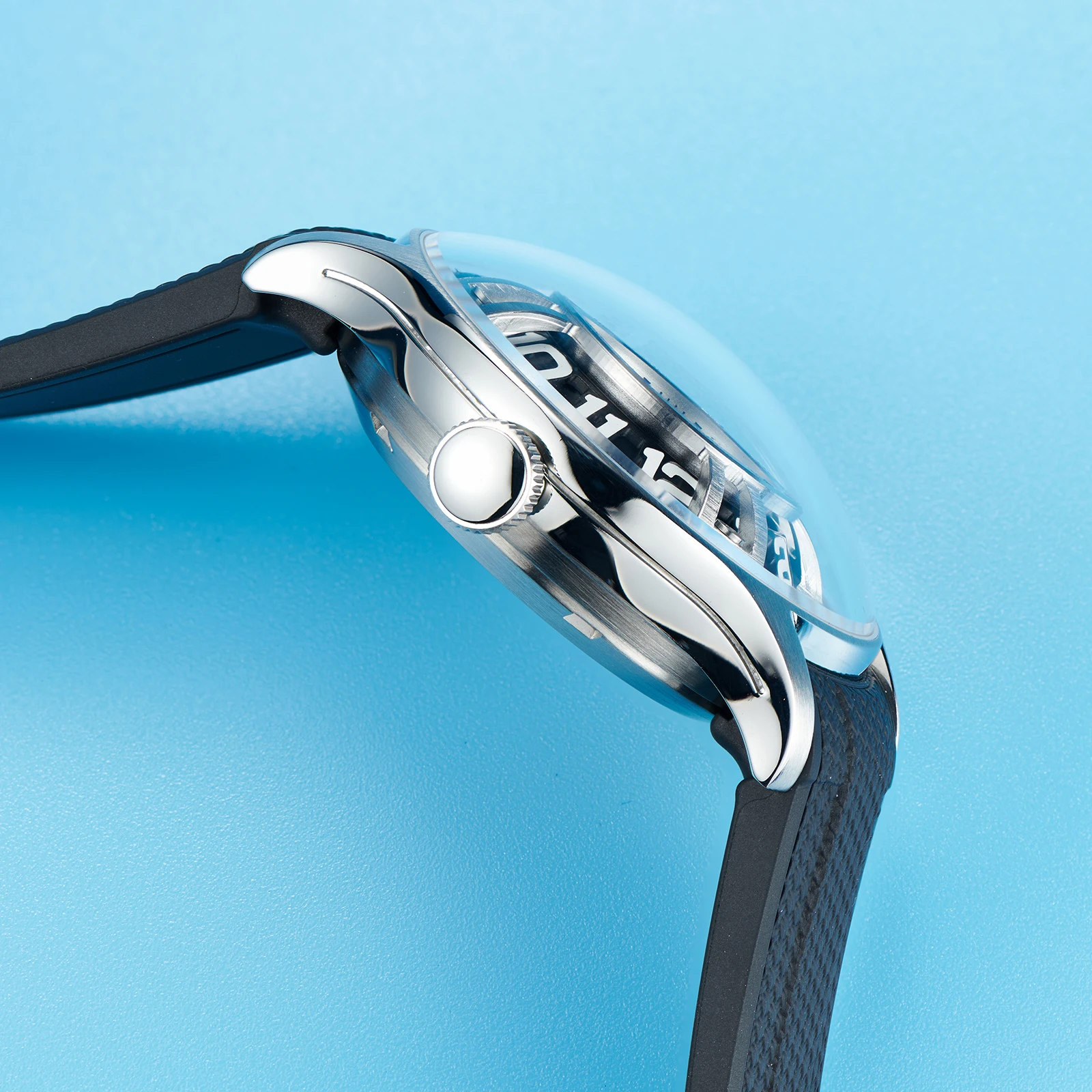 OBLVLO мужские роскошные часы 42 мм механические наручные часы светящиеся водонепроницаемые с сапфировым стеклом модный концептуальный циферблат резиновый ремешок