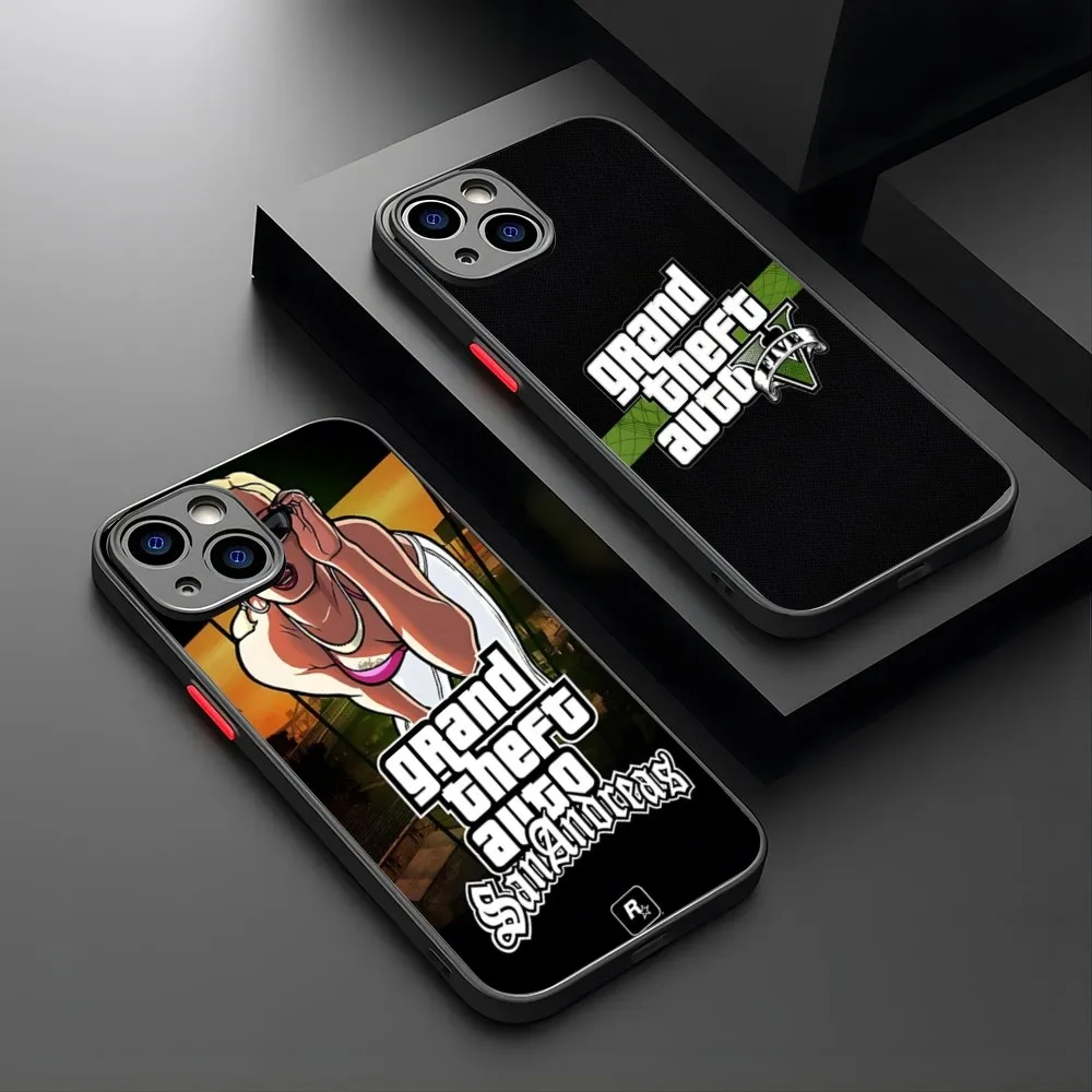 Grand Theft Auto GTA 5 Game Phone Case luxury For iPhone 15 14 12 13 11 Pro XR XS Max Mini X 7 8 Picture Plus matte shell Cover