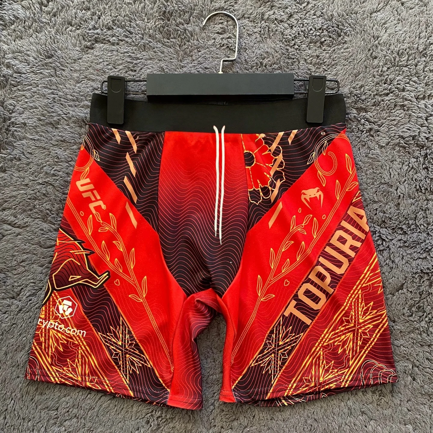 Verano UFC torero ILIA TOPURIA pantalones cortos de carrera rojos para hombres transpirable suelto ajuste velocidad seco entrenamiento deportivo lucha Fitness Gear