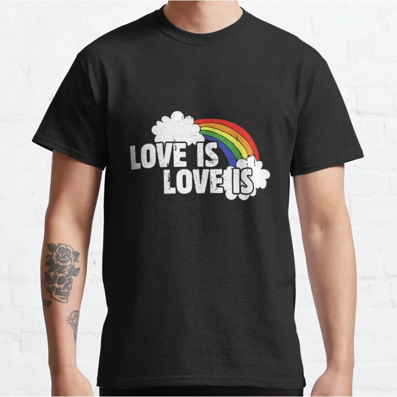 

Love is Love lgbtq pride month gift clothing Short-sleeve crewneck T-shirt for men large size Adult Tops S-6xl