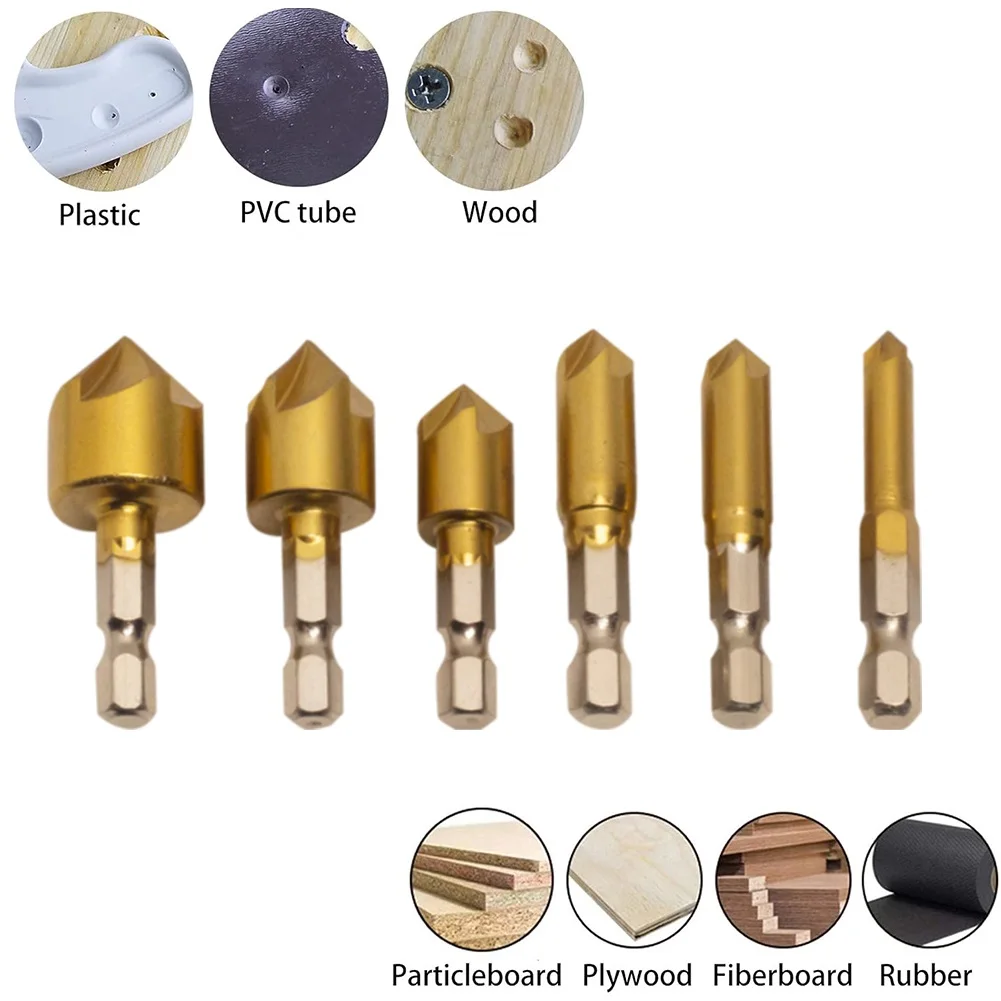 Hex Shank Drill 5 Flute Drill Bits DIY Projects Chip Removal Cleaner Holes Long-lasting Performance Multiple Materials