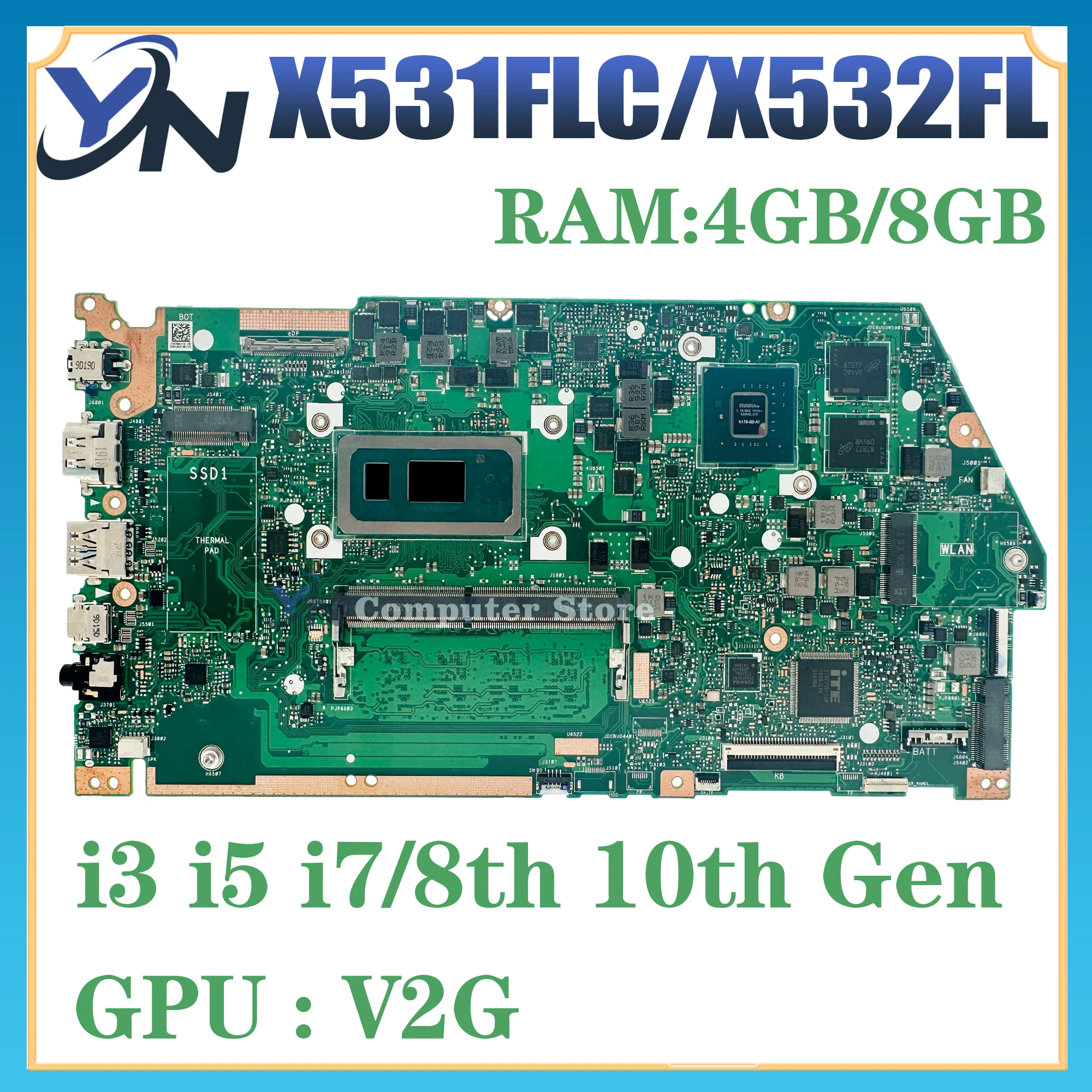 

X532FL X532FLC Mainboard For ASUS X531FL X532F X531F S531F K531F V531F S532F K532F V532F Laptop Motherboard i3 i5 i7 8th/10th