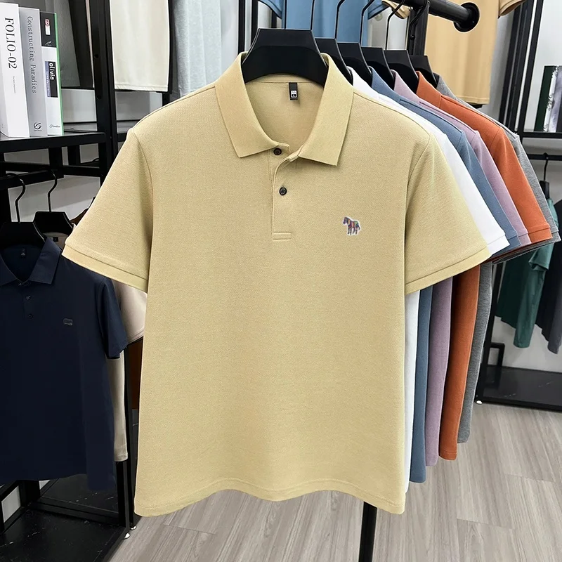 Herren Sommer Baumwolle 100% Poloshirt, Besticktes Kurzarm-T-Shirt mit Kragen, Business Casual Atmungsaktive Herrenbekleidung Oberteile – Detail 17