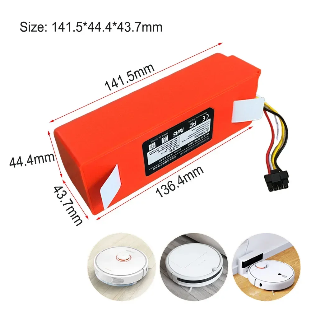 Vacuum Cleaner accessories 14.4V 6800mAh Li-ion Battery  For Xiaomi Mijia1S Roborocks S50-55 S5 Max S6 S7 Sweeping Robot Battery