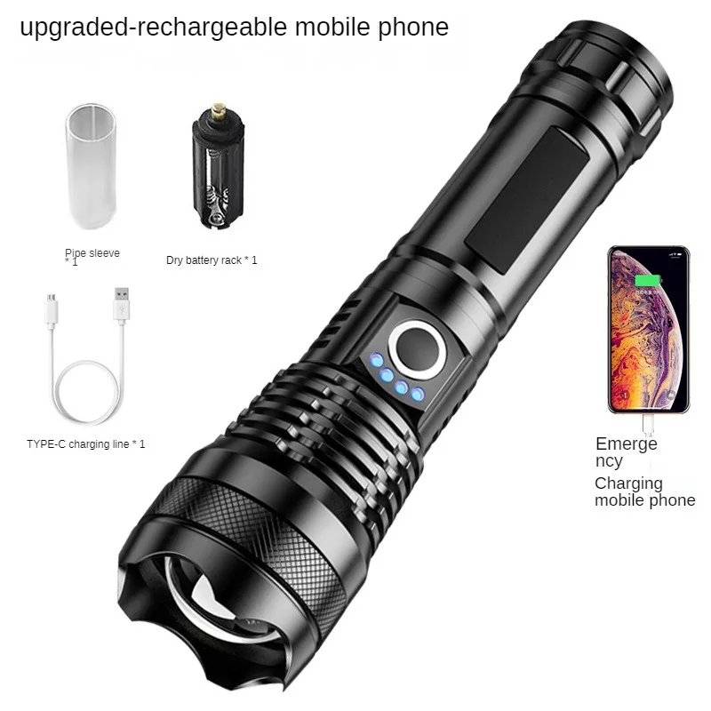 Outdoor Flashlight Rechargeable Torch Camping Waterproof Bright Portable Lighting LED Flashlights Emergency Lantern  Hard Light