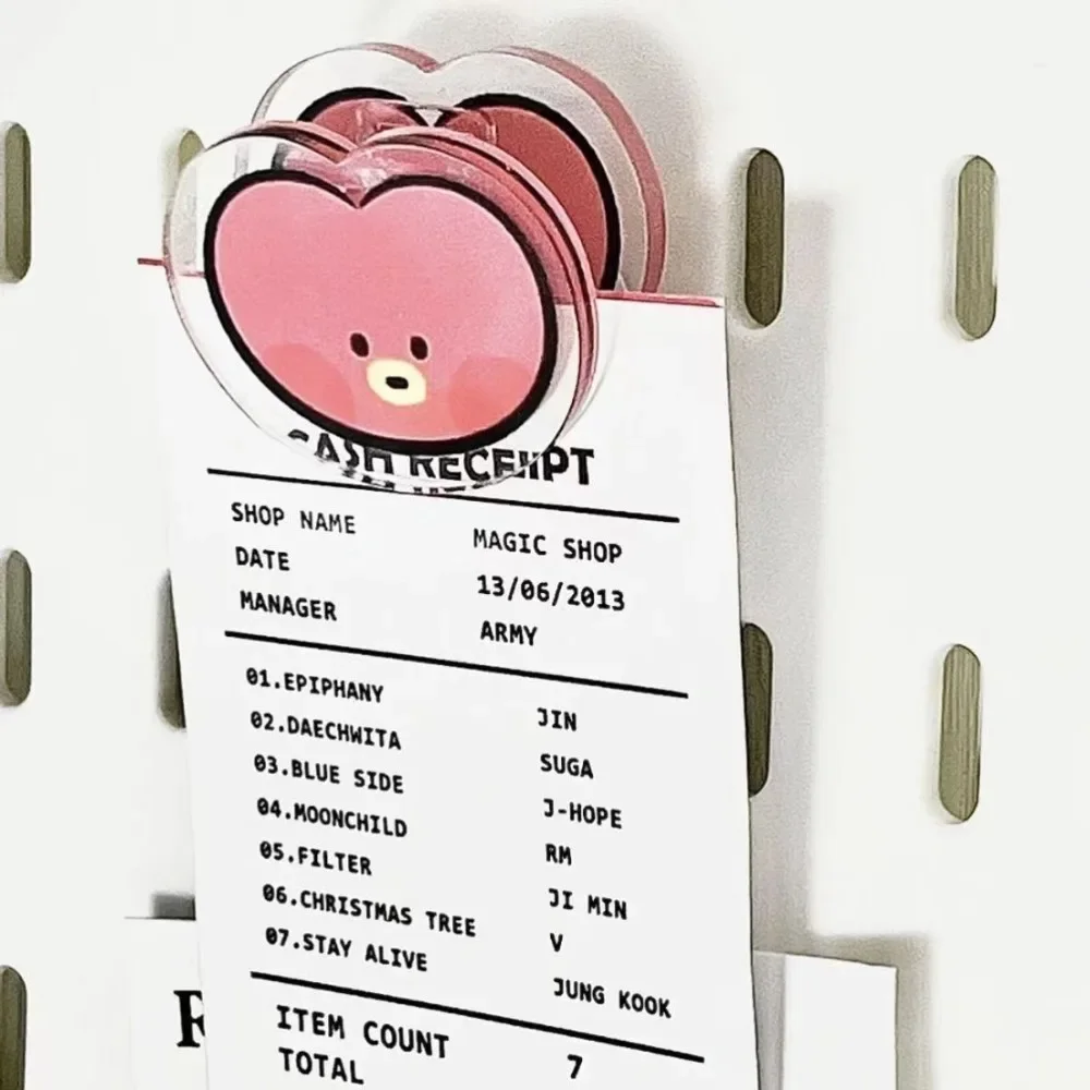 Kawaii BT21 Memo Clip Acrylic Storage Notebook Double-sided Clip Office Student Portable PP Clip COOKY KOYA TATA Anime Gift Toys - view 6
